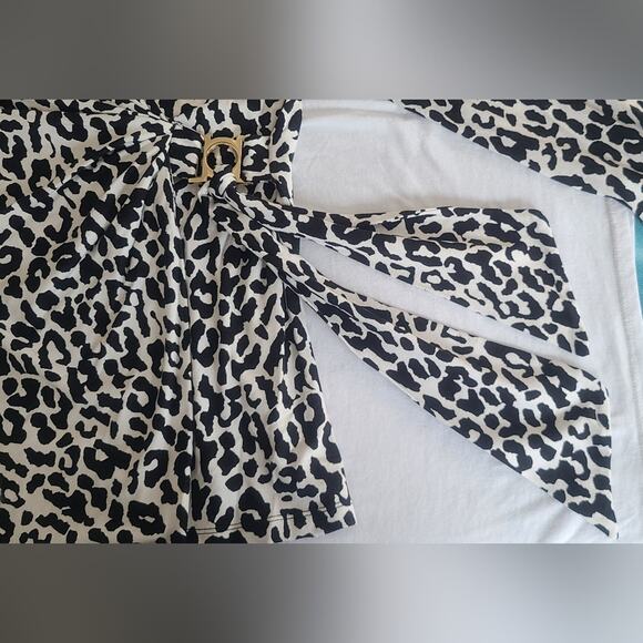Cache Wrap Top Animal Print White And Black Size M - Picture 8 of 11